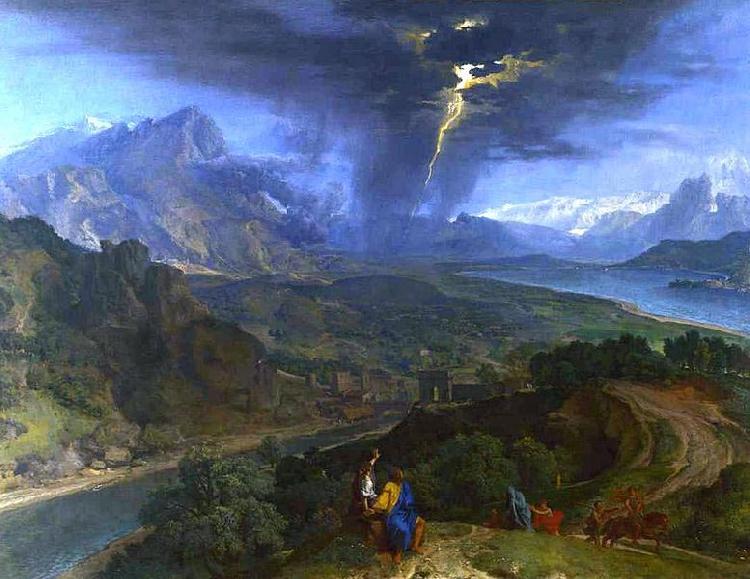 jean-francois millet Mountain Landscape with Lightning. Sweden oil painting art